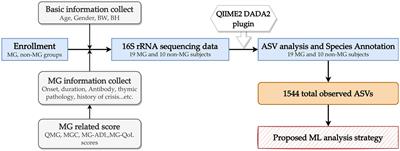 Machine learning strategy for identifying altered gut microbiomes for diagnostic screening in myasthenia gravis